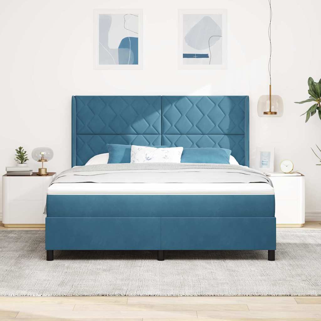 Letto a molle con strisce LED Blu 180 x 200 cm Velluto | homemem39