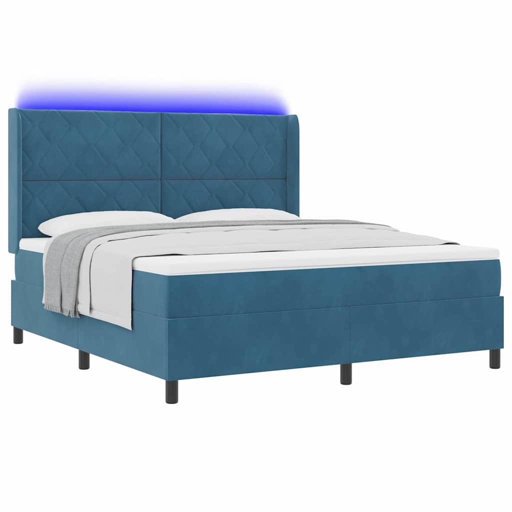 Letto a molle con strisce LED Blu 180 x 200 cm Velluto | homemem39