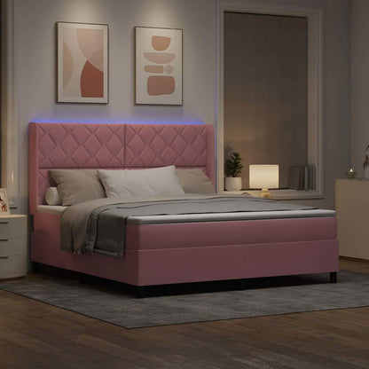 Letto a molle con strisce LED Rosa 180 x 200 cm Velluto | homemem39