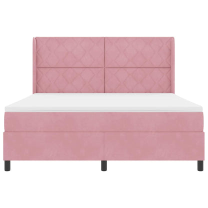 Letto a molle con strisce LED Rosa 180 x 200 cm Velluto | homemem39