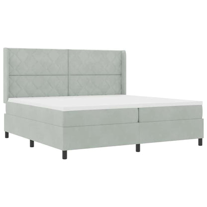 Letto a molle con materasso Grigio chiaro 200 x 200 cm Velluto
