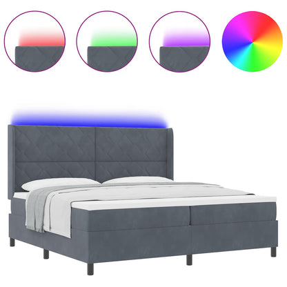 Letto a molle con materasso Grigio scuro 200 x 200 cm Velluto