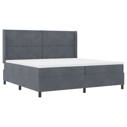 Letto a molle con materasso Grigio scuro 200 x 200 cm Velluto