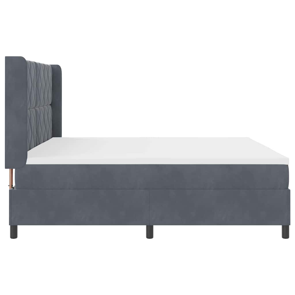 Letto a molle con materasso Grigio scuro 200 x 200 cm Velluto