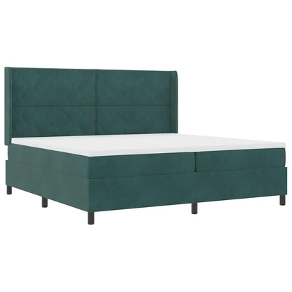 Letto a molle con strisce LED Verde Scuro 200 x 200 cm Velluto | homemem39