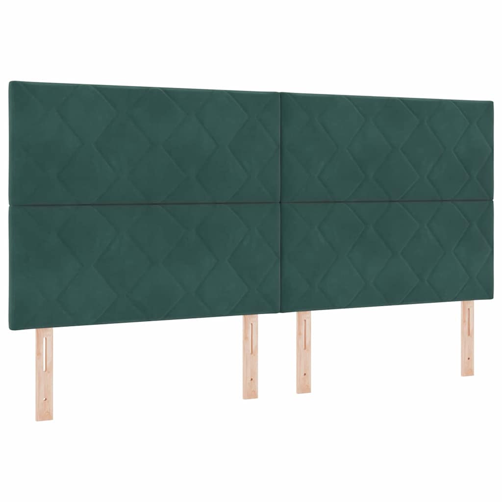 Letto a molle con strisce LED Verde Scuro 200 x 200 cm Velluto | homemem39
