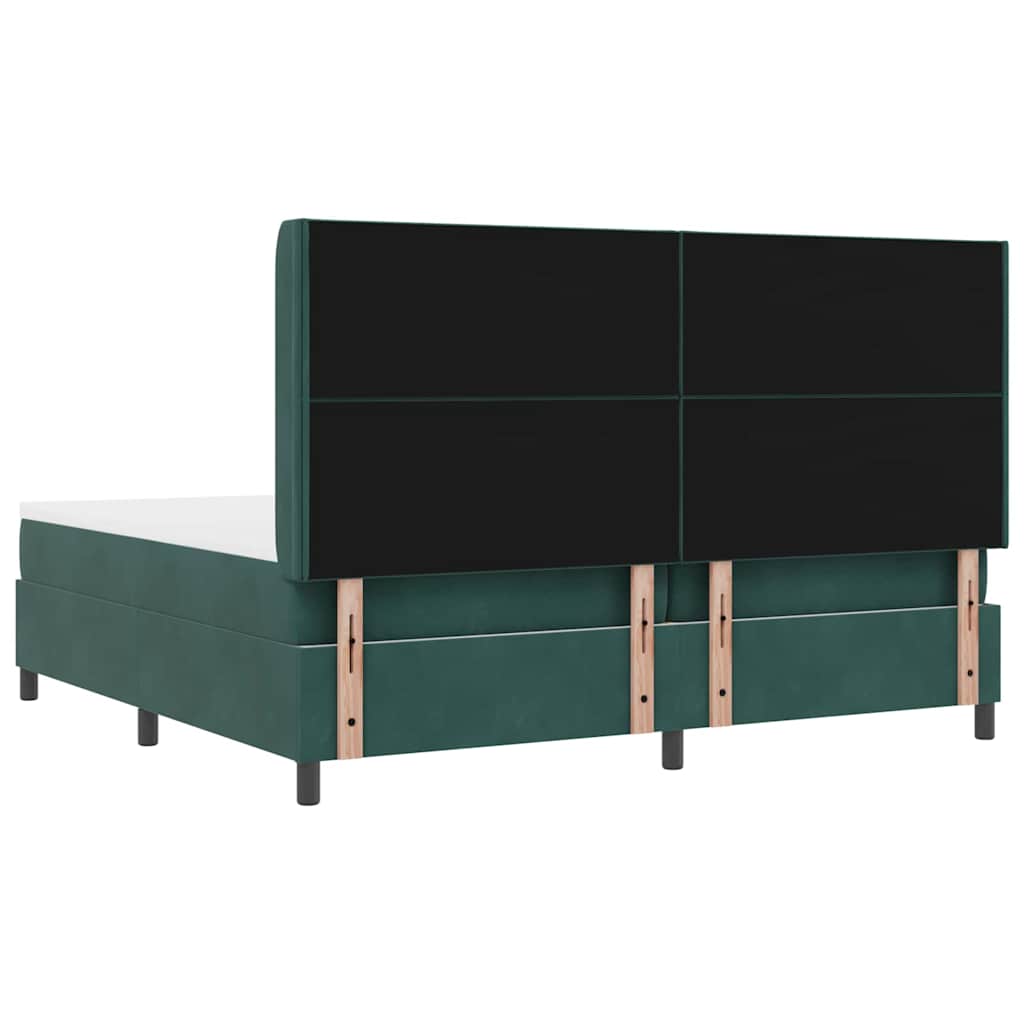 Letto a molle con strisce LED Verde Scuro 200 x 200 cm Velluto | homemem39