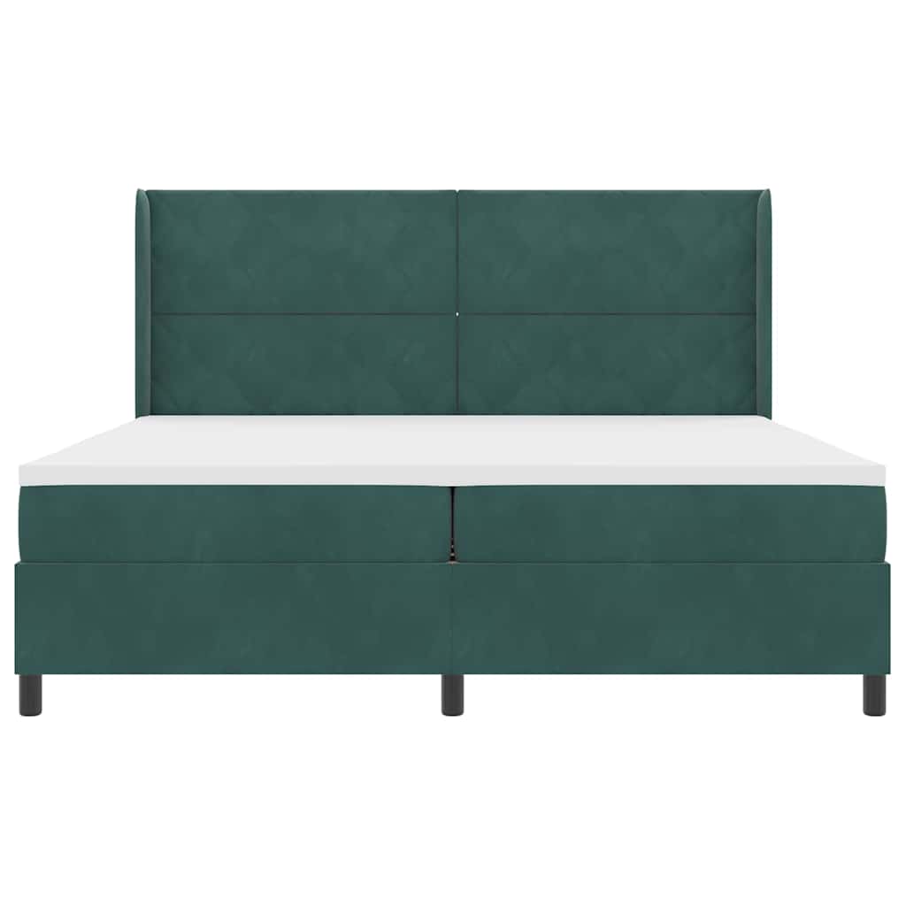 Letto a molle con strisce LED Verde Scuro 200 x 200 cm Velluto | homemem39