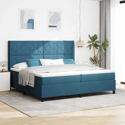 Letto a molle con strisce LED Blu 200 x 200 cm Velluto | homemem39