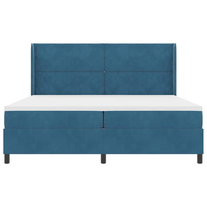 Letto a molle con strisce LED Blu 200 x 200 cm Velluto | homemem39