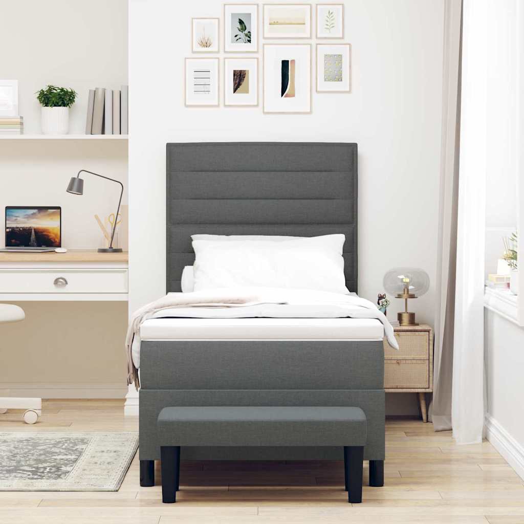Letto a molle con cuscino Grigio scuro 90 x 200 cm Tessuto | homemem39