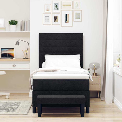 Letto a molle con cuscino con testiera Nero 90 x 200 cm Tessuto | homemem39