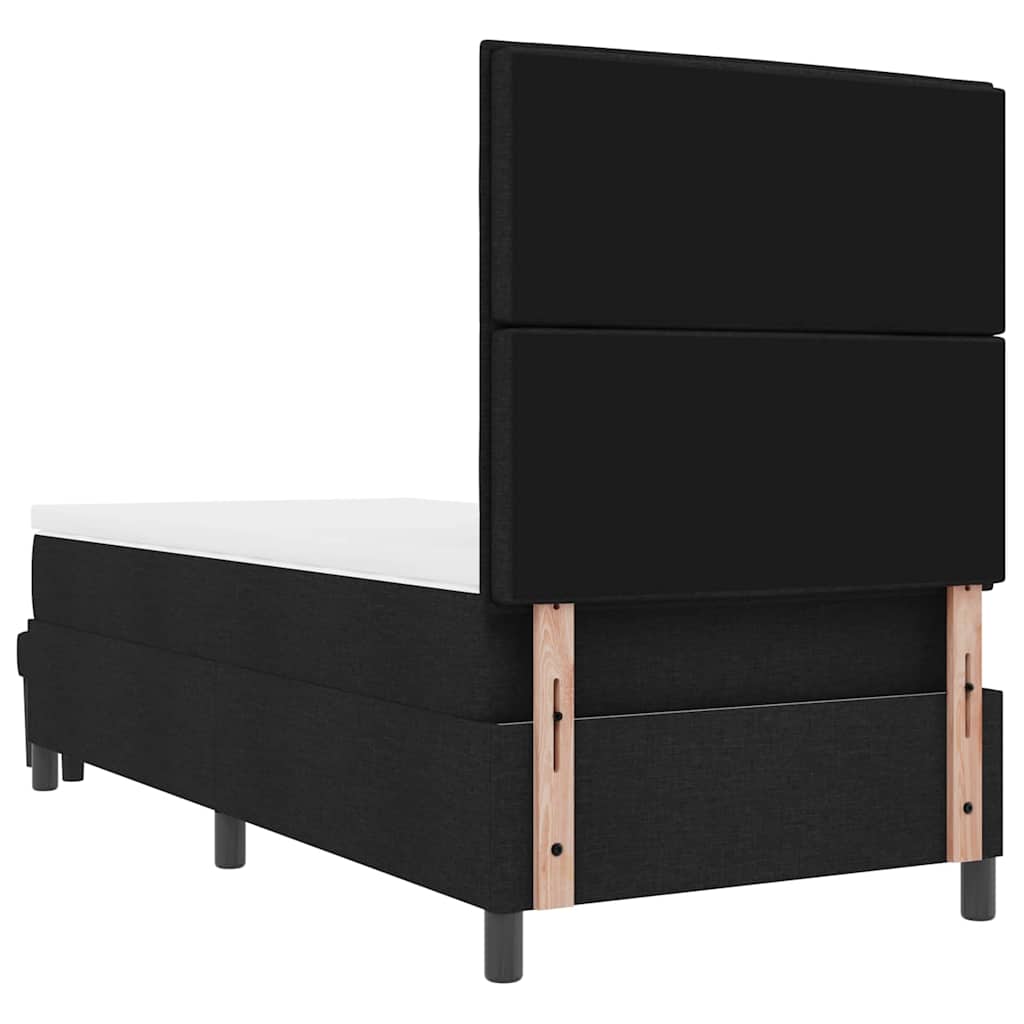 Letto a molle con cuscino con testiera Nero 90 x 200 cm Tessuto | homemem39