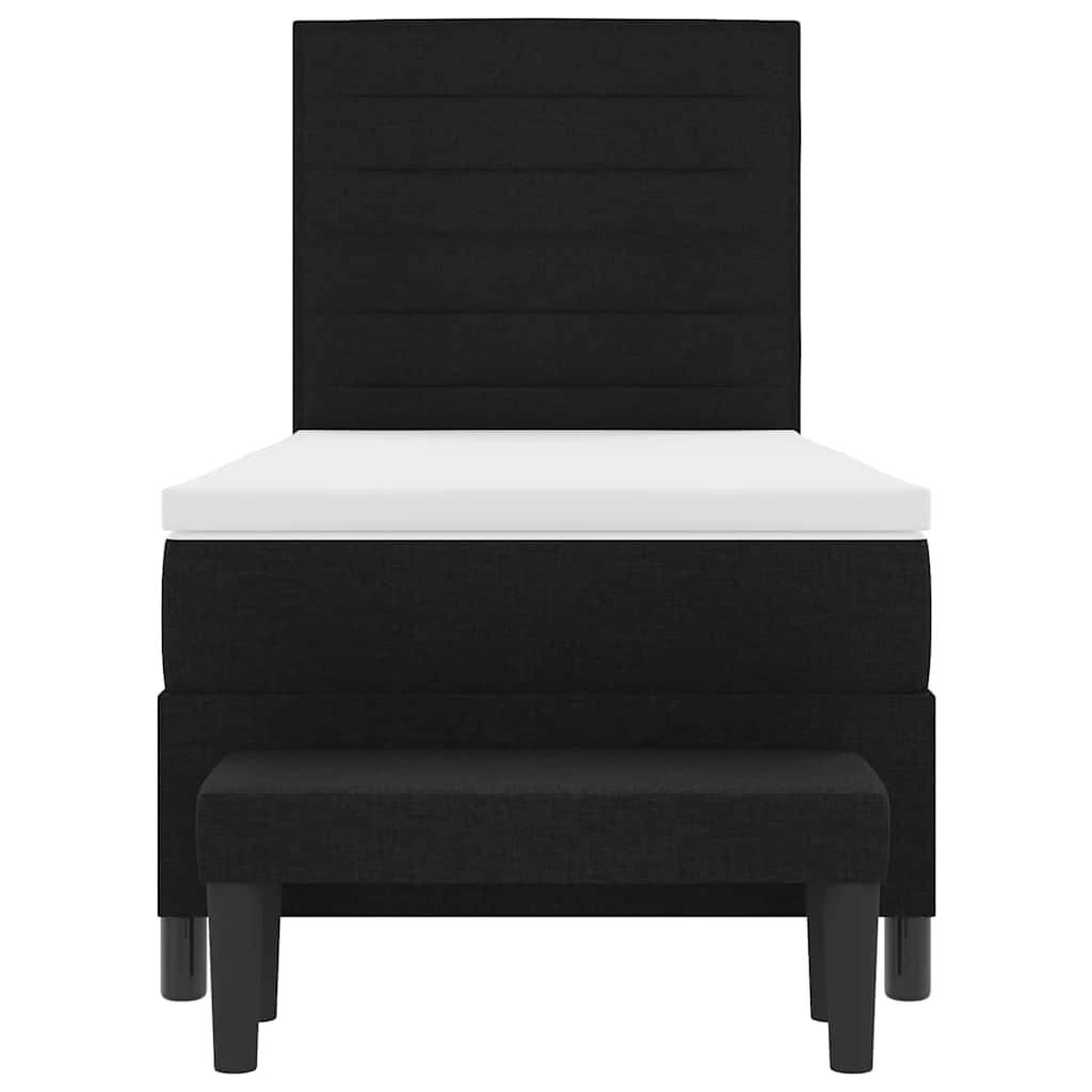 Letto a molle con cuscino con testiera Nero 90 x 200 cm Tessuto | homemem39