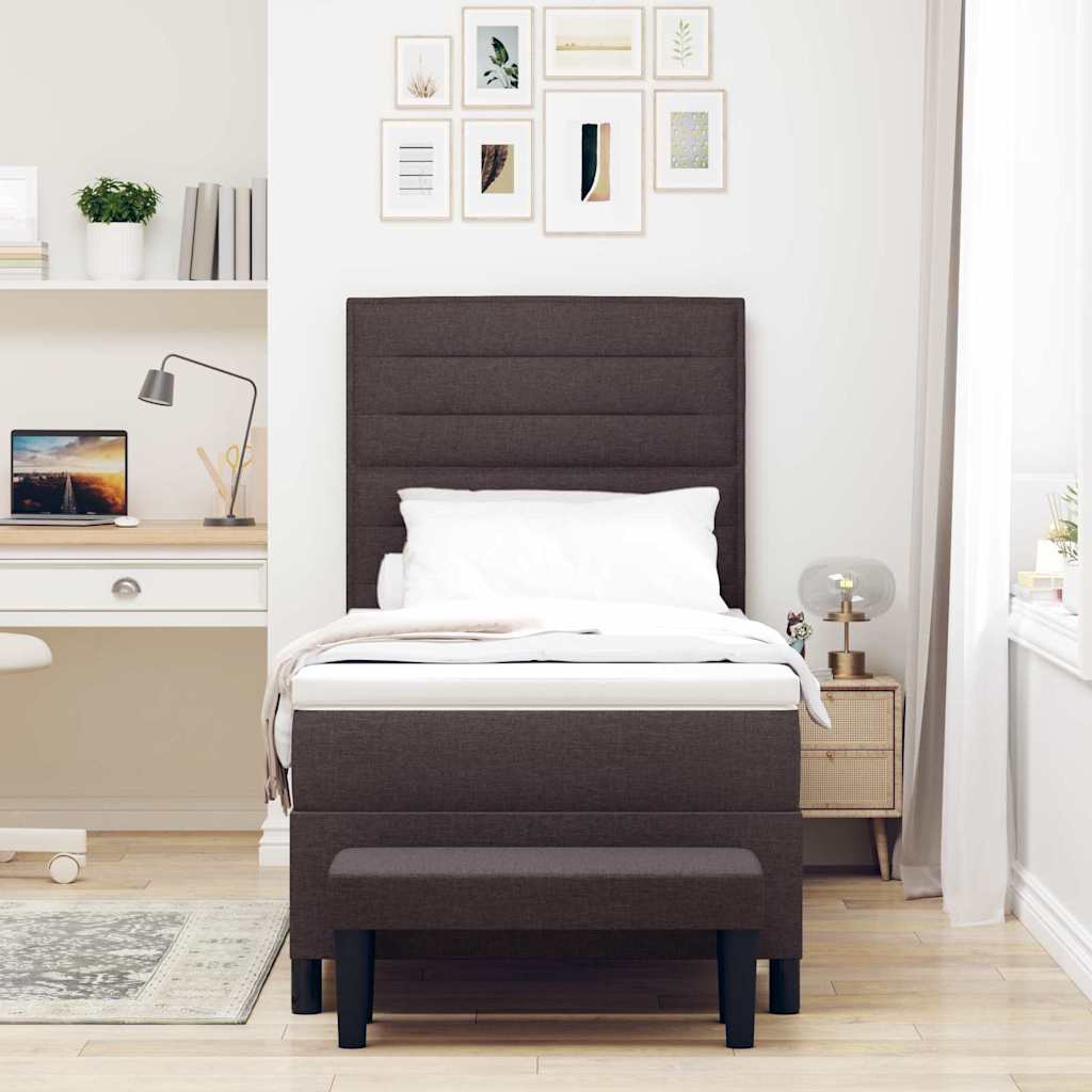 Letto a molle con testiera Marrone Scuro 90 x 200 cm Tessuto | homemem39