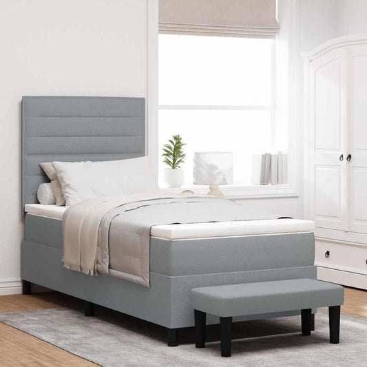 Letto a molle con testiera Grigio chiaro 100 x 200 cm Tessuto | homemem39