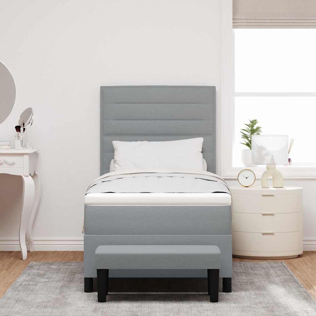 Letto a molle con testiera Grigio chiaro 100 x 200 cm Tessuto | homemem39