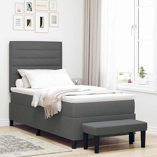 Letto a molle con testiera Grigio scuro 100 x 200 cm Tessuto | homemem39
