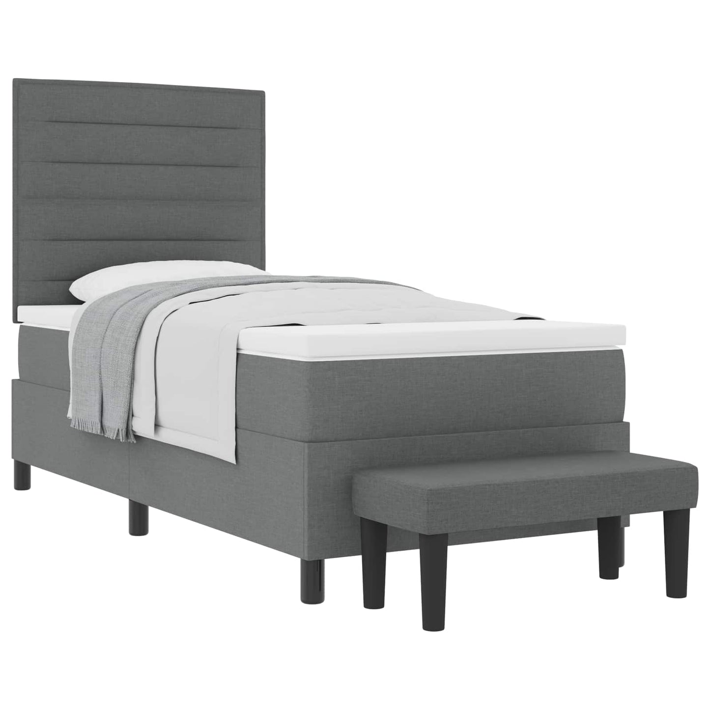 Letto a molle con testiera Grigio scuro 100 x 200 cm Tessuto | homemem39