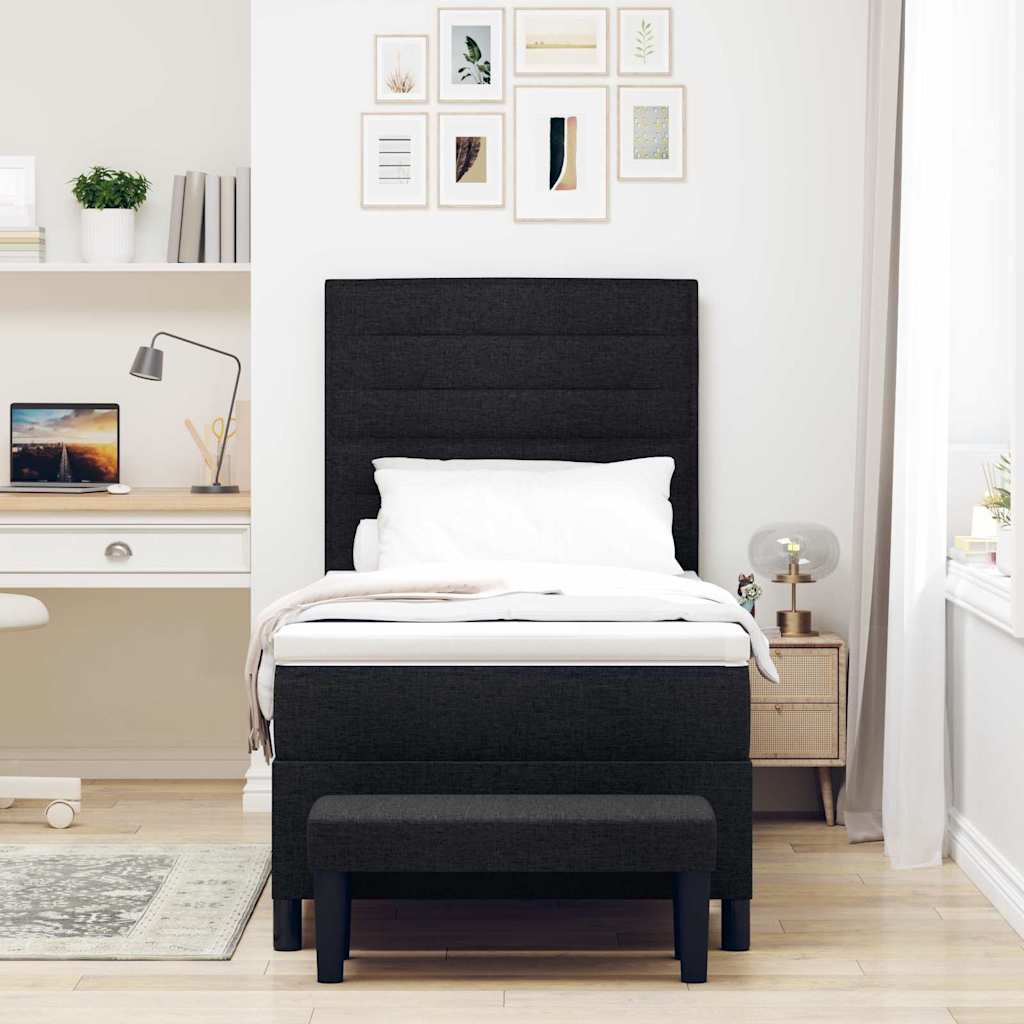Letto a molle con testiera Nero 100 x 200 cm Tessuto | homemem39