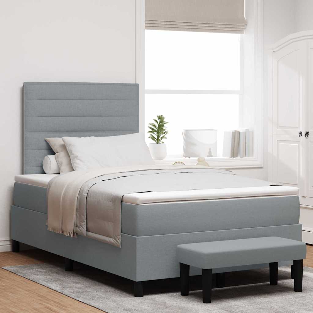 Letto a molle con testiera Grigio chiaro 120 x 190 cm Tessuto | homemem39