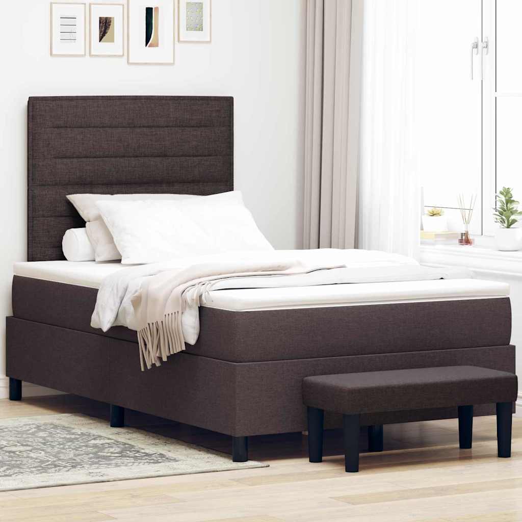 Letto a molle con testiera Marrone Scuro 120 x 190 cm Tessuto | homemem39