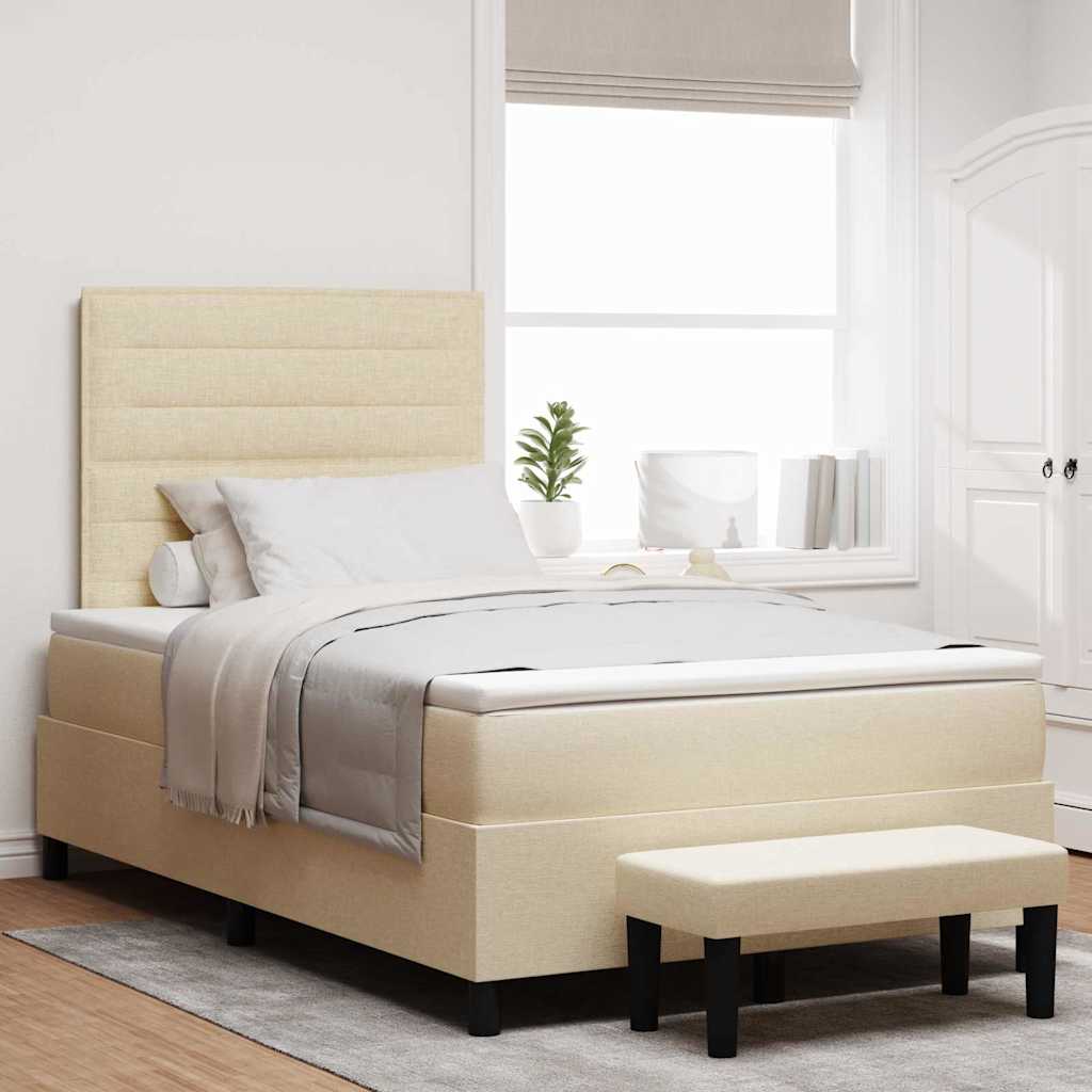 Letto a molle con testiera Crema 120 x 190 cm Tessuto | homemem39