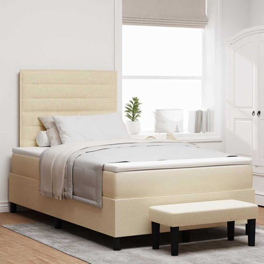 Letto a molle con testiera Crema 120 x 190 cm Tessuto | homemem39