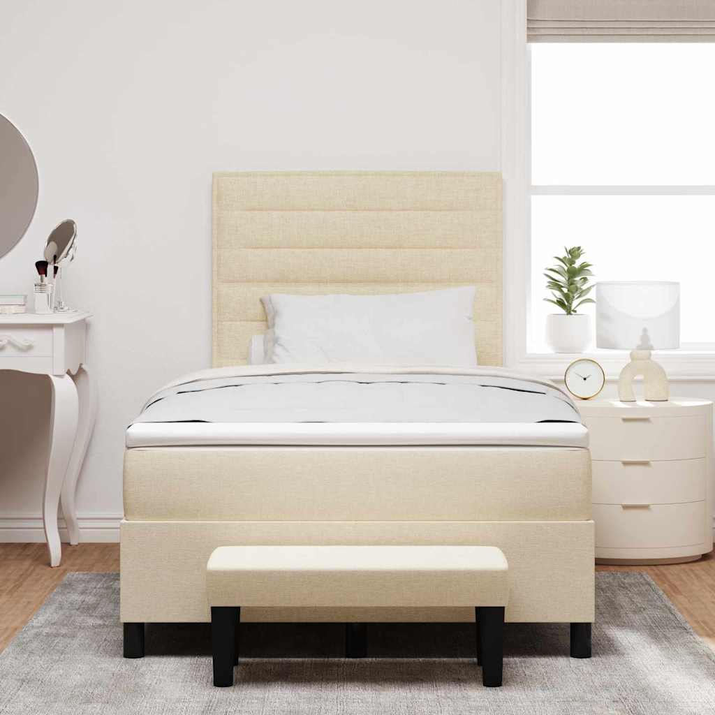 Letto a molle con testiera Crema 120 x 190 cm Tessuto | homemem39