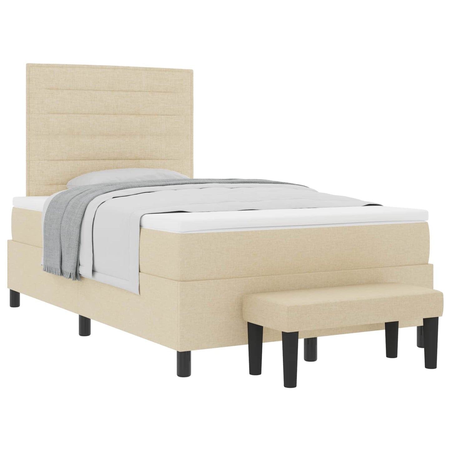 Letto a molle con testiera Crema 120 x 190 cm Tessuto | homemem39