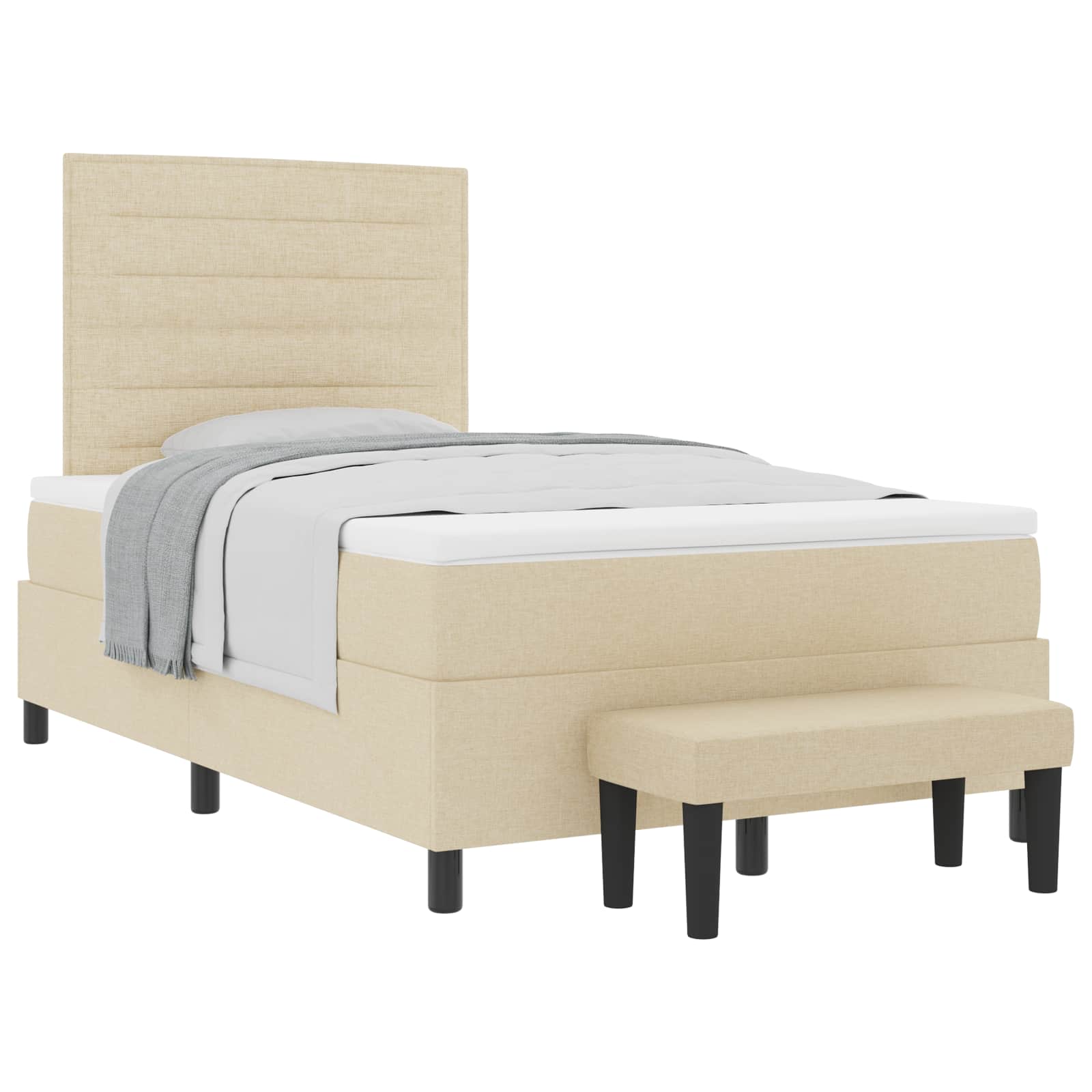 Letto a molle con testiera Crema 120 x 190 cm Tessuto | homemem39
