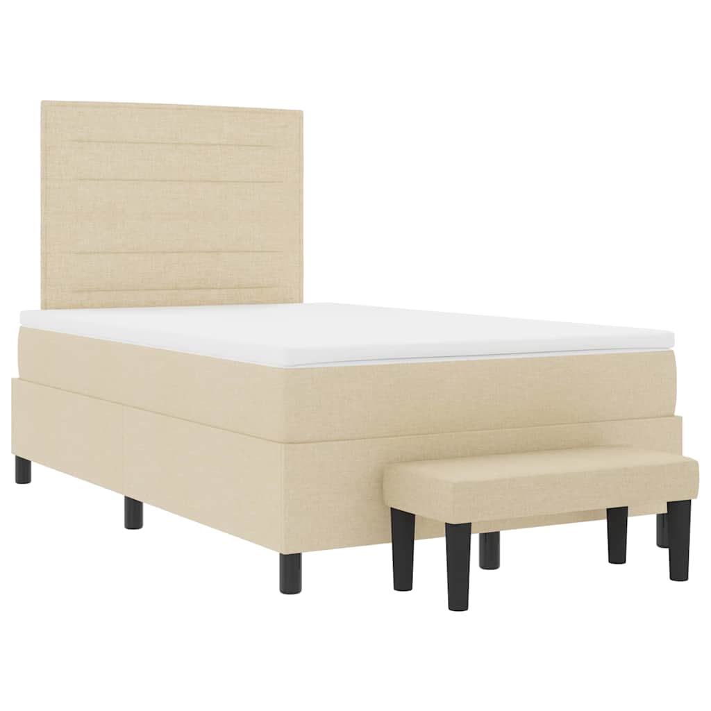 Letto a molle con testiera Crema 120 x 190 cm Tessuto | homemem39