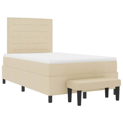 Letto a molle con testiera Crema 120 x 190 cm Tessuto | homemem39