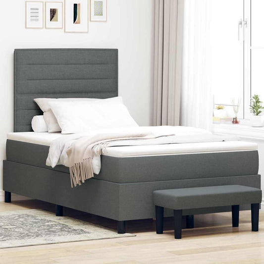 Letto a molle con cuscino Grigio scuro 120 x 200 cm Tessuto | homemem39