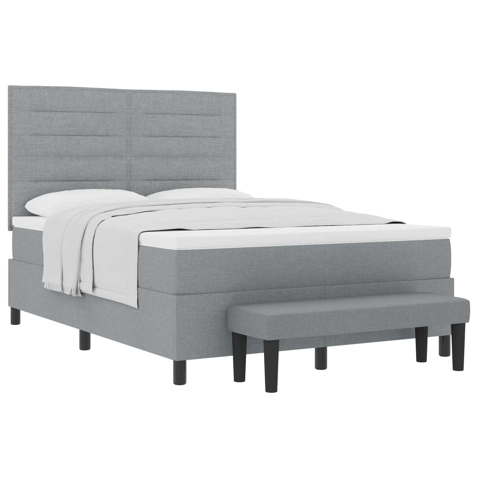 Letto a molle con testiera Grigio chiaro 140 x 190 cm Tessuto | homemem39