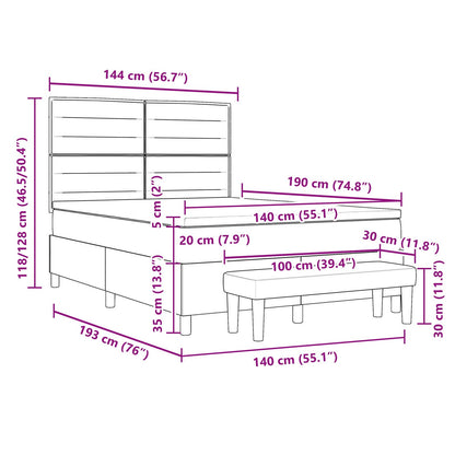 Letto a molle con testiera Grigio chiaro 140 x 190 cm Tessuto | homemem39