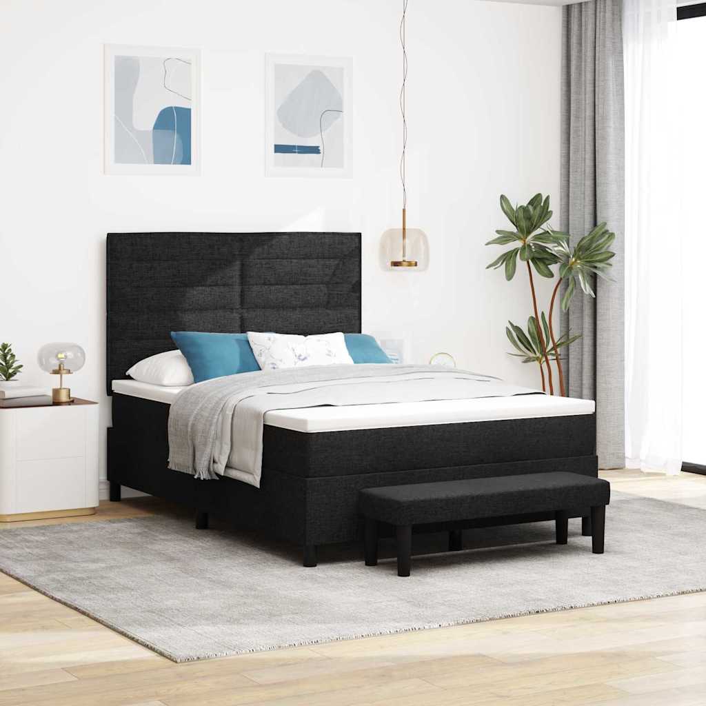 Letto a molle con testiera Nero 140 x 190 cm Tessuto | homemem39