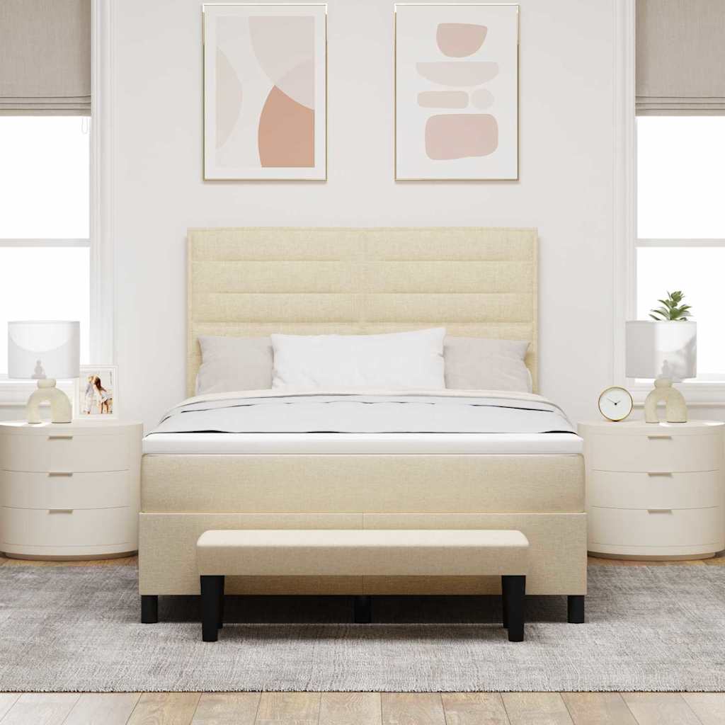 Letto a molle con testiera Crema 140 x 190 cm Tessuto | homemem39