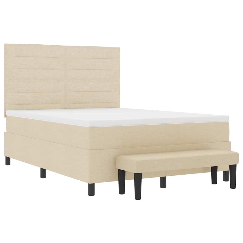 Letto a molle con testiera Crema 140 x 190 cm Tessuto | homemem39