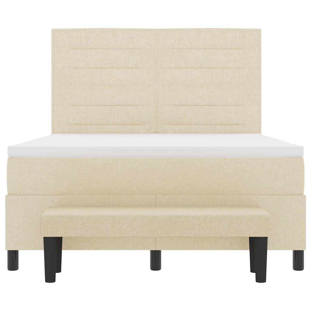 Letto a molle con testiera Crema 140 x 190 cm Tessuto | homemem39