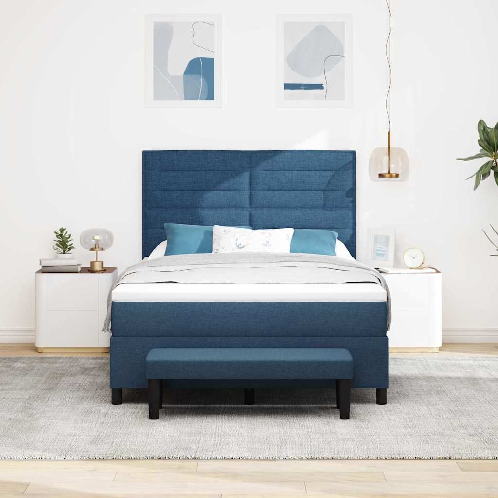 Letto a molle con testiera Blu 140 x 190 cm Tessuto | homemem39