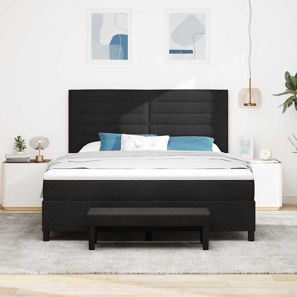 Letto a molle con testiera Nero 180 x 200 cm Tessuto | homemem39