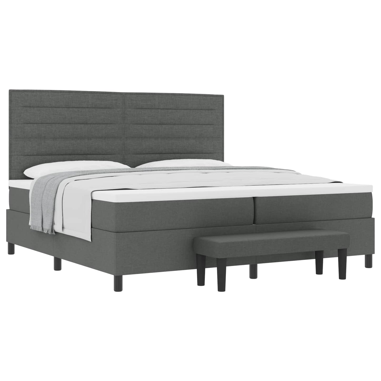 Letto a molle con materasso Grigio scuro 200 x 200 cm Tessuto | homemem39