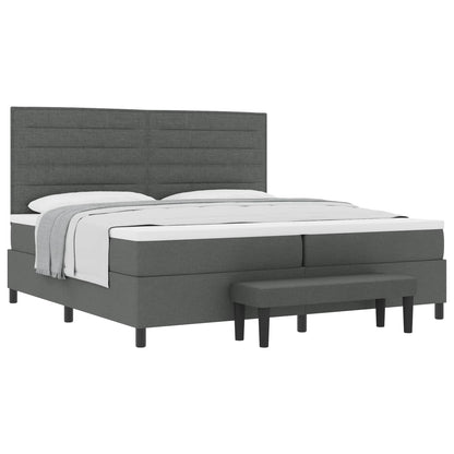 Letto a molle con materasso Grigio scuro 200 x 200 cm Tessuto | homemem39