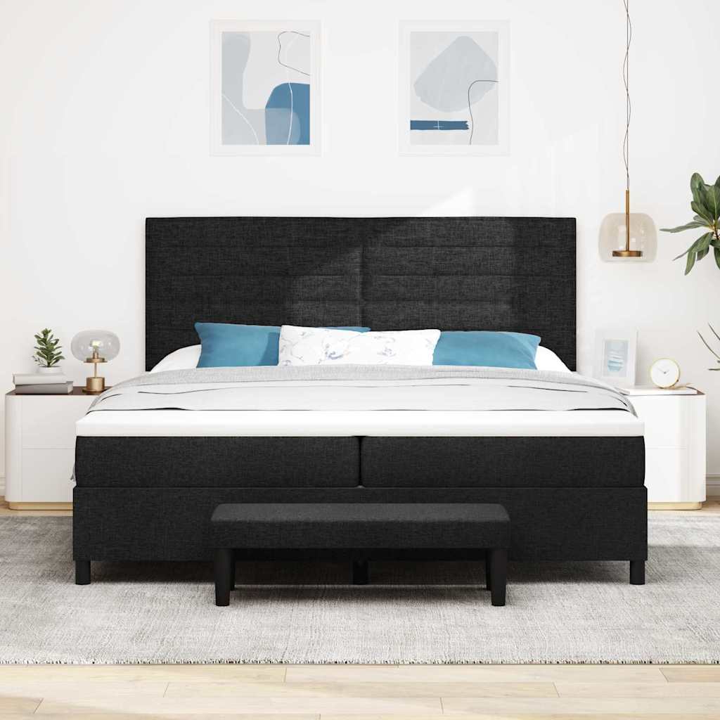 Letto a molle con materasso Nero 200 x 200 cm Tessuto | homemem39