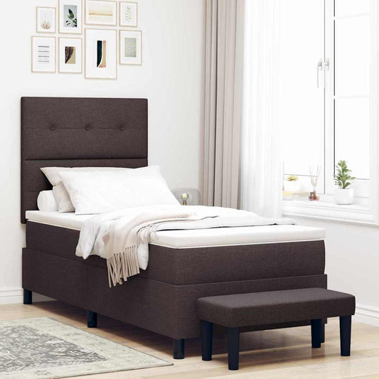 Letto a molle con testiera Marrone Scuro 80 x 200 cm Tessuto | homemem39