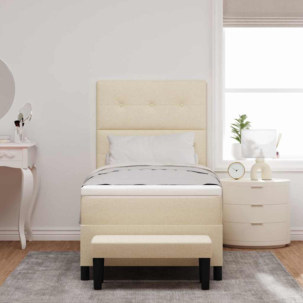 Letto a molle con testiera Crema 90 x 190 cm Tessuto | homemem39