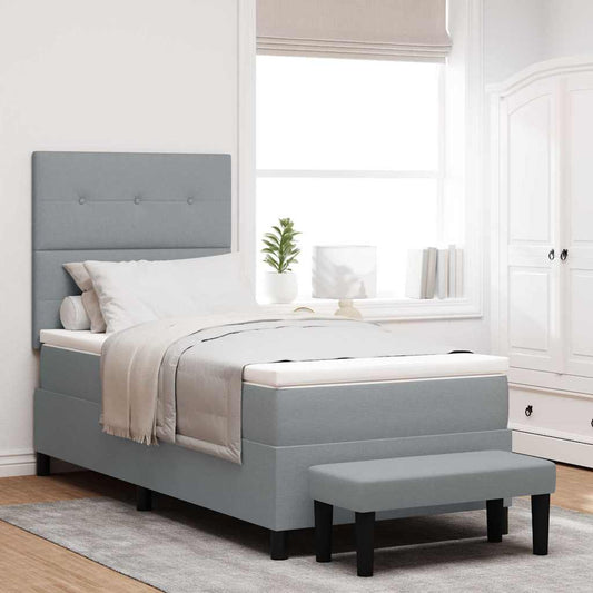 Letto a molle con testiera Grigio chiaro 90 x 200 cm Tessuto | homemem39