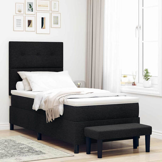Letto a molle con testiera Nero 90 x 200 cm Tessuto | homemem39