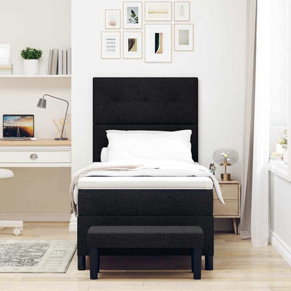 Letto a molle con testiera Nero 90 x 200 cm Tessuto | homemem39